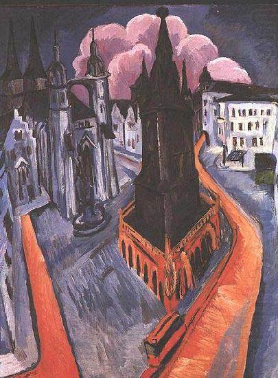 The red tower of Halle, Ernst Ludwig Kirchner
